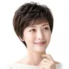 Gorro de Peluca de Cabello Humano Completo para Mujer, Cabello Rizado Corto Natural Esponjoso, Estilo Madre de Mediana Edad y Mayor, Adelgazante de Rostro, Reductor de Edad, Gorro de Peluca Completo
