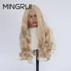 Peruca Longa Cacheada Estilo Europeu e Americano com Curvatura Natural, Cor Dourada Mesclada, Front Lace Crochê à Mão, Fibra de Alta Temperatura 13*4, Peruca Completa para Cosplay