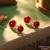 Diseño Francés Aretes de Flores de Alta Gama con Goteo de Aceite Estilo Palacio Aguja Retro Temperamento Lazo Amor Aretes Venta al por Mayor