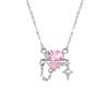 Colar de Prata Esterlina 925 Colar Feminino Nicho Design Luz Luxo Planeta Clavícula Cadeia Dia dos Namorados Pingente Rosa Diamante Estrela Pingente
