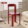 Silla de comedor rey, silla de madera maciza, silla de escritorio antigua de estilo medio, silla de té, mesa de comedor, mesa de isla, silla con respaldo, taburete de tocador de diseño rojo