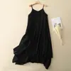 Vestido 2026 con Tirantes Largos y Elegancia Retro, Nuevo Estilo Chino, Moda Femenina Inspirada en el Zen, Vestido Base con Dobladillo Amplio