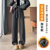 Calça Larga Transfronteiriça para Mulheres, Forrada com Lã Sintética de Inverno, Calça de Lã de Cordeiro Extra Grossa, Novo Estilo 2025, Calça de Moletom de Algodão