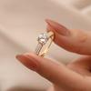 Anillo Europeo y Americano Retro de Cuatro Garras con Diamantes Pequeños Rotos para Mujer de Lujo Ligero Nicho Zircón Celebridad de Internet Mismo Estilo en Vivo Tiktok