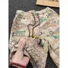 Shorts de Graffiti Dopamina para Hombre Verano Americano Calle Alta Hip-Hop Holgados Rectos Hawaianos Casuales