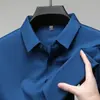 Camisas de Manga Larga para Hombre de Primavera y Otoño, Camisas Sin Costuras de Seda Helada, Ropa de Verano para Hombre, Tops Sueltos Finos para Hombre de 200g, Modernos