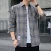 Camisa Masculina Xadrez Solta de Inverno Jaqueta de Outono Camisa de Flanela de Manga Longa para Estudante Roupa Masculina Casual Espessada com Forro de Lã