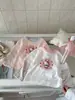 Conjunto de Dos Piezas para Niña Primavera y Otoño Camiseta de Manga Larga Estilo Coreano Estampado de Dibujos Animados Lindo Camiseta Base Rayada Top de Otoño para Niña
