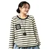 Suéter de Punto Rayado para Mujer, Nueva Llegada Otoño 2026, Estilo Coreano Holgado Casual Pulóver Cuello Redondo, Suéter Delgado Versátil y Moderno MHT