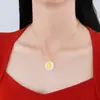 Collar Colgante Carácter "Fu" Paz y Armonía, Nuevo Estilo Chino Modelo 2026, Diseño de Calcedonia Imitación, Cadena de Clavícula Única y Versátil