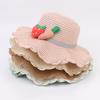 Nuevo sombrero de paja para niños de verano, sombrero de cubo ondulado, ocio al aire libre, transpirable, para viajes, bebé, fresa, rábano, sombrero de playa