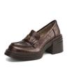 Mocasines de Cuero Suave con Suela Gruesa para Mujeres de Baja Estatura, Nuevos Zapatos de Cuero Camelia Otoño e Invierno 2026 con Forro de Felpa y Zapatos de Plataforma Elevadores para Mujer