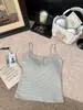 Camisola Rayada Básica Versátil con Cuello Cuadrado, Botones y Copas Integradas, Top Amigable con la Piel, Sexy y a la Moda con Hermoso Diseño en la Espalda