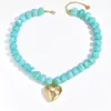 Collar con colgante de corazón grande de resina de color degradado contrastante, dulce, lindo y colorido, para mujer, de Amazon, transfronterizo