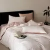Lujoso juego de cuatro piezas de algodón de fibra larga 100S de alto número de hilos, funda de edredón de satén jacquard sedoso de algodón puro, sábana bajera y sábana de cama
