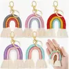 Amazon Comercio Exterior Transfronterizo Explosiones Colgante Pequeño de Borla Arcoíris Tejido a Mano Adornos Colgantes para Bolsos Llaveros Diy