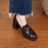 Em Estoque Entrega Rápida Sapatos Loafer Camélia de Salto Alto para Mulheres, Sapatos de Salto Grosso, Novo Modelo 2026, Sapatos de Couro Bico Redondo para o Trabalho, Versátil