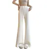 Pantalones de Tela Arroz Gris Oscuro Corte Delgado para Mujer, Novedad Primavera y Otoño, Cintura Alta, Caída Elegante, Adelgazantes, Pantalones de Yoga Deportivos, Micro Campana Casual