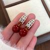 Aretes de Aguja para Oreja 2024 Lujo Ligero Francés Zirconia Blanca Aretes de Cuentas Hebilla para Oreja Aretes Elegantes de Moda