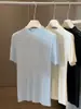 Moda Blusa de Punto con Calados y Pedrería de Manga Corta para Mujer, Nuevo Estilo Verano 2026, Seda Helada Ajustada, Favorecedora, Versátil, Elegante