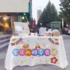 Decoración de Mesa para el Primer Cumpleaños, Montaje de Mesa de Snacks para Bebé, Decoración de Mantel para Mesa de Postres de Cien Días Estilo Xiaohongshu