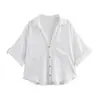 Camisa Casual de Manga Corta para Mujer Estilo Europeo y Americano Comercio Exterior Verano Transfronteriza Solapa Moda Casual de un Solo Botón