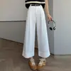 Pantalones de Pierna Ancha Lavados de Algodón Lyocell Tencel para Mujer, Estilo Delgado de Otoño, Pantalones Cropped Casual Adelgazantes para Mujeres Pequeñas