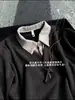 Tricô Falso de Duas Peças Estilo Retro Americano para Homens, Estilo Outono Old Money, Suéter com Toque de Luxo, Camisa Polo com Caimento Solto Relaxado