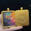 Nuevo Colgante de Collar Thangka de Guanyin de Oro Coloreado Pintado a Mano de Alta Gama con Cuerda Colgante del Dios de la Riqueza Amarillo Accesorios para Mujer Colgante