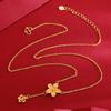 Collar de clavícula con borla de flor de cerezo de diseño de nicho fresco y dulce para mujer, sensación fresca, collar de flor de oro arenado al por mayor