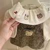 [Roupas Infantis de Outono] Conjunto Fofo de Leopardo para Meninas Primavera e Outono Body de Manga Longa Moda Colete Saia Tendência