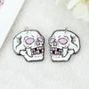 Impresión acrílica de sombrero de Halloween, calavera y murciélago, accesorios de resina para bricolaje, pendientes y collar.