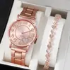 Popular Reloj de Mujer Cornucopia Moda Casual Números Romanos Cuarzo Set Pulsera Completa de Diamantes Reloj de Muñeca de Moda