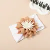 Novos Acessórios de Cabelo Europeus e Americanos para Crianças Faixa de Cabelo com Flor de Jacquard de Nylon para Bebê Faixa de Cabeça com Contraste de Girassol para Fontanela de Bebê