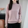 Suéter básico elegante sem costura, macio e liso para o início do inverno, top de malha de cor sólida com decote meio alto vazado, emagrecedor, para mulheres