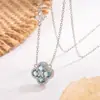 Colar de Trevo da Sorte de Diamante Completo para Mulheres, Luxo Leve, Alto Padrão, Corrente para Clavícula de Flor de Nicho, Joia de Presente para Mulheres