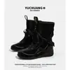 Botas de boxe Maillard, coleção outono 2026, novas botas de moda com sola macia, que aumentam a altura para mulheres, comprimento até o meio da panturrilha, estilo retrô com cadarços
