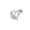 Brincos Hensen Piercing Estilo Coreano Doce Diamante Micro-Incustado Flor de Quatro Pétalas Recorte de Coração Estilo Floresta Pequeno Fresco Elegante