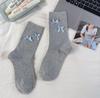 Calcetines Altos Tipo Tubo Estilo Ballet para Mujer Sencillos Combinan con Todo Lazo Jk Calcetines de Algodón Coreanos Calcetines con Cinta Lara Calcetines Modernos