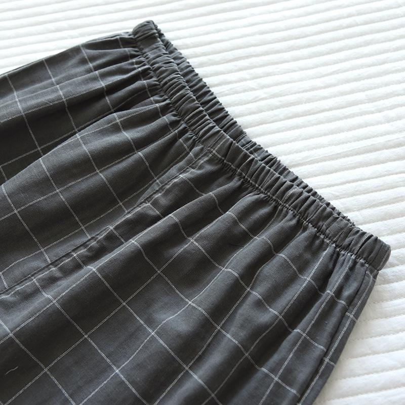 格子纱布短短套装