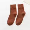 Calcetines para Mujer, 5 Pares, Calcetines de Media Caña Lisos para Otoño e Invierno, Calcetines de Algodón, Calcetines Versátiles de Canalé Alto