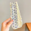 Lindas pegatinas de flequillo de dibujos animados para otoño e invierno, diademas de punto florales versátiles de estilo coreano con cierres de velcro, que exudan un ambiente sofisticado y elegante