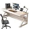 Mesa de computador de madeira maciça, mesa dupla para jogos de escritório e quarto, bancada retangular, mesa para escritório em casa de estudante