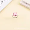 Anillos de Piedras Preciosas de Colores Transfronterizos para Mujer, Versátiles y de Alta Gama, Anillos para Mujer con Diamante Imitación Cuadrado de Color de Gran Quilate, Stock Listo del Fabricante