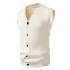 Cardigan de Tricô Masculino Gola V Outono e Inverno Comércio Exterior Moda Europeia e Americana Padrão Torcido Colete Suéter Sem Mangas