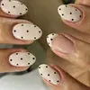 Novo Conjunto de Arte para Unhas Estilo Comércio Exterior com 24 Peças, Branco Leitoso Suave, Francesinha com Bolinhas, Curto Doce, Unhas Postiças Tipo Pressione para Venda no Atacado