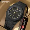 Reloj Creativo Sanda Bicolor 50m Resistente al Agua Calendario Simple Números Árabes Reloj de Cuarzo Unisex Popular Transfronterizo