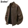 Nueva Chaqueta de Cuero Casual Americana de Otoño e Invierno Transfronteriza Moda Masculina Holgada Tendencia Empalme Versátil Chaqueta con Solapa