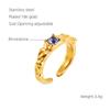 Joyería Retro Europea y Americana de Acero Inoxidable Anillo de Piedra Lunar con Líneas Geométricas Irregulares, Anillo Abierto Ajustable para Mujer