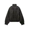 Ropa Femenina Transfronteriza Europea y Americana Decoración con Cremallera Casual Transfronteriza Cuello Alto Manga Larga Otoño Cuadros